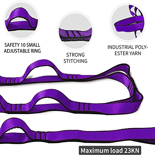 Aerial Yoga Hammock Daisy Chains Strap, Strong 22kN Adjustable with 10 Loops, No Stretch, Climbing Strap Nylon Chain Sling FOR Aerial Yoga,Swing, Hammock, Suspension, Exercise - color: Purple, size: 40"×0.79"