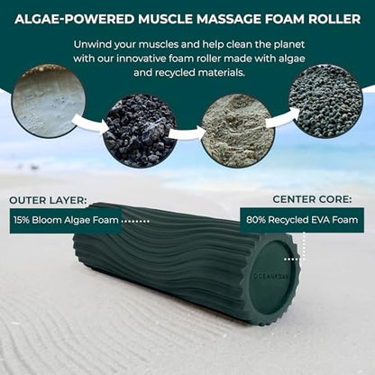 Oceanfoam Tidal Roller - Hunter - Muscle Massage Foam Roller for Back Pain & Stretching - Firm and Ergonomic Wide Wave Textured - Yoga, Athletics, & Wellness - Full Size, 20" x 5" - color: Hunter