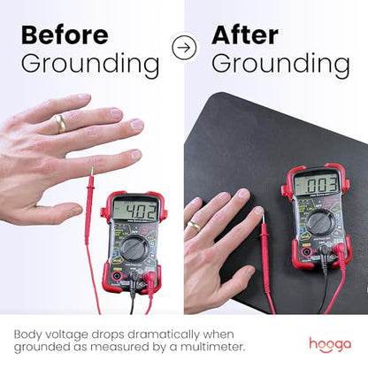 Hooga Grounding Mat for Desk, Feet & Floor – Conductive Carbon Grounding Pad with 15 Ft Cord, Non-Slip Backing, 24" x 16" Indoor Grounding Mat - size: 24x16