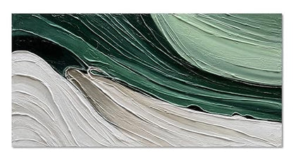 Art 24x48 Inch Hand-Painted Green Texture Oil Painting Modern Abstract Canvas Art Home wall Decoration - color: Dn168