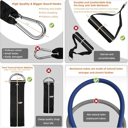 Aihoye Resistance Bands with Handles & Door Anchor for Strength Training - color: 5-105LB Set (11 Pcs)