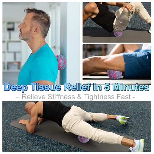 Deep Tissue Massage Ball for Exercise & Recovery - SGS Certification - Targets Back, Shoulder, Legs&Feet - Relieves Muscle Knots, Joint Pain&Tightness, Pressure Point Therapy- Myofascial Release Ball - color: Blue&pink, size: 1-Pack | 7.87-inch