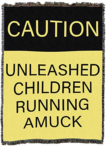Pure Country Weavers Caution Unleashed Children Running Amuck Blanket - Funny Gift Tapestry Throw Woven from Cotton - Made in the USA (72x54) - color: Running Amuck