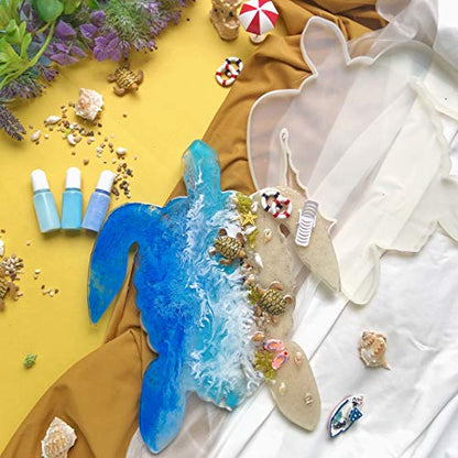 Epoxy Resin Silicone Tray Molds Turtle Whale Anchor for Serving Board, Platter, Wall Hanging, Concrete, Cement, Polymer Clay 3-in-Set Extra Large Length 12.5inch - color: Turtle Whale Anchor Shapes Boards (Set of 3)