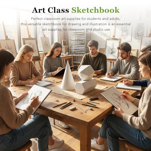 Sketch Book 8.3" x 11.7", 48 Sheets Top Spiral Bound Sketchbook with Waterproof Cover, 73lb/120gsm Drawing Paper, Art Sketch Pad for Artists & Beginners, Drawing, Illustration, Art Supplies