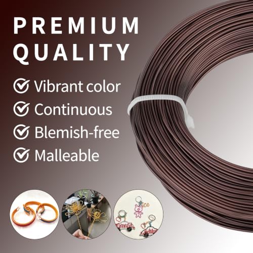 18 Gauge Aluminum Craft Wire, 164FT 1mm Bendable Metal Wire for Jewelry Making, Wreath Making, Beading(Coffee Brown) - color: Coffee Brown