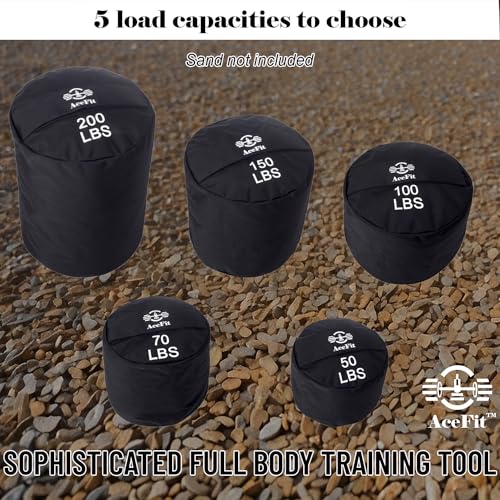 Acefit Training Sandbag for Working Out| Heavy Duty Workout Sandbags| Weights Sand Bags for Training, Exercise| Military Conditioning, Fitness, Cross-Training & Strength Training - size: 150 LB