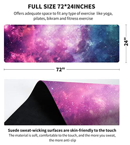 nuveti Printed Travel Yoga Mat 1/16 Inch Thick Non Slip Fitness Workout Mat | with Carrying Bag, Foldable Lightweight Suede & Natural Rubber Yoga Mat for Yoga Pilates and Fitness 72" L x 24" W x 1.5mm - color: ZiSeXingKong