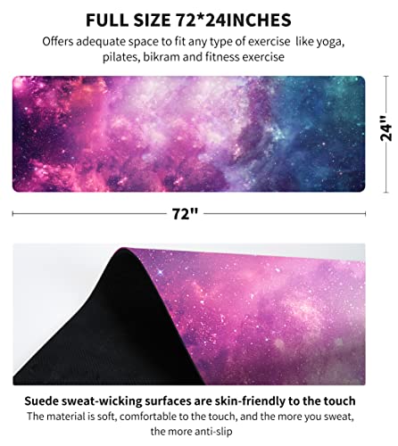 nuveti Printed Travel Yoga Mat 1/16 Inch Thick Non Slip Fitness Workout Mat | with Carrying Bag, Foldable Lightweight Suede & Natural Rubber Yoga Mat for Yoga Pilates and Fitness 72" L x 24" W x 1.5mm - color: ZiSeXingKong