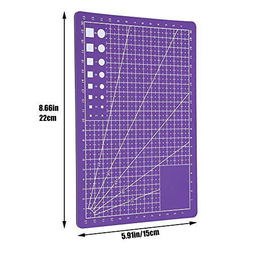 LOKUNN A5 Self Healing Cutting Mat Rotating Cutting Mats for Quilting | 8.5in×6in Small Cutting Mat Double Sided Craft Cutting Mats for Crafts for Scrapbooking, Quilting, Fabric, Sewing Projects