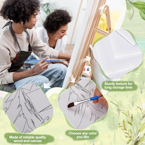 Sherr 96 Pcs 12 Sets Pre Drawn Canvas Kit for Painting Craft Sip and Paint Kit for Adults Pre Printed Canvas Painting Favor for DIY Birthday Gifts Adult's Date Party, 8 x 10 Inches(Landscape) - style: Landscape