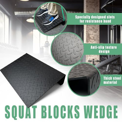 Steel Squat Wedge Block & Slant Board, Heel Elevated Split Squat Wedges Weightlifting, Calf Raise Machine for Calf Stretching