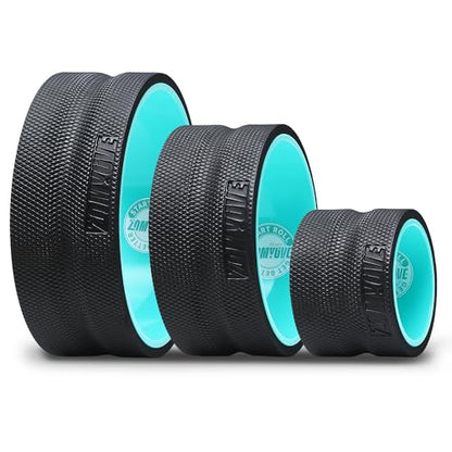 3 Pack Back Roller- Yoga Wheel for Back Pain Reliefn & Stretching, Back Wheel for Deep Tissue Massage, Foam Roller for Physical Therapy & Exercise | Blue - color: Blue and Black