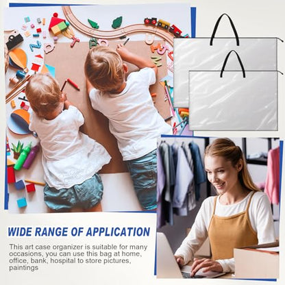 Tenceur 2 Pcs Art Portfolio Case 24 x 36 and 48 x 36 Inch Large Poster Storage Bag PVC Art Portfolio Container with Zipper and Handle Bulletin Board Clear Storage Folder for Artwork