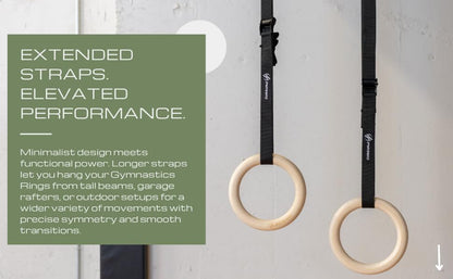 Gymnastic Rings - Durable Home Workout Equipment w/Adjustable Straps & Secure Buckle - Portable 1.25" Olympic Rings for Home & Gym - Exercise Rings for Workout Bodyweight Fitness Training