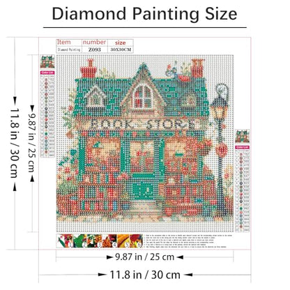 Shouruihua Bookstore Diamond Painting Kits for Adults, Book Diamond Art Kit | Gem Art, Diamond Dotz Kits, Diamond Dots, Wall Art, Adult Crafts, Full Round Drill Diamond Painting Kits, 11.8x11.8 in - color: Bookstore