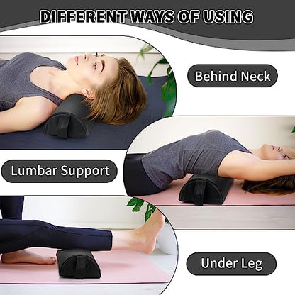 Ripeng Half Round Massage Table Bolster Pillow Pad with Strap Handle, Semi-Round Bolster Pillow, 6"W x 3"H x 21"L Bolsters Support Pad for Massage Yoga Spa Neck Under Knee Ankles Pain Relief(4 Pcs) - size: 6"W x 3"H x 21"L