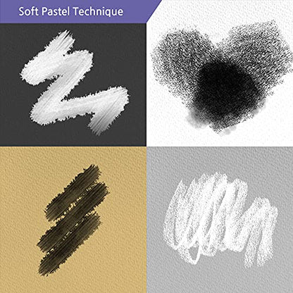 HA SHI Soft Chalk Pastels for Adult Artists, 3 Black + 3 White Sticks | Two tone extremes in one pack: darken shadows and lift highlights without buying a full color set. Seal with fixative. - color: Black & White (6 Sticks)