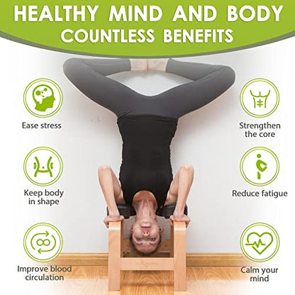 BODY RHYTHM Yoga Headstand Bench, Yoga Inversion Chair, Headstand Trainer for Relieve Stress, Improve Sleep & Digestion and Strength Training, Ideal for Home Workout, Fitness and Gym - color: Classic Black