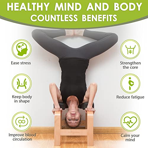 BODY RHYTHM Yoga Headstand Bench, Yoga Inversion Chair, Headstand Trainer for Relieve Stress, Improve Sleep & Digestion and Strength Training, Ideal for Home Workout, Fitness and Gym - color: Classic Black