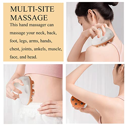 WMM Hand Held Massager, Full Body Massage Tool with Roller Ball Massager Manual 360-degree-roller for Muscle Back Neck Joint Foot Shoulder Leg Pain Relief with Portable Design - color: Pink