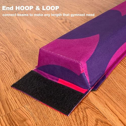 Marfula 6 FT / 8 FT / 9 FT Folding Gymnastics Beam Foam Balance Floor Beam - color: PinkPurple-Camo, size: 6 Ft