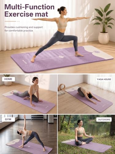 EaseUp Yoga Mat 73"x28"x0.4",10mm thick,Non Slip for Workout, Pilates - color: Purple