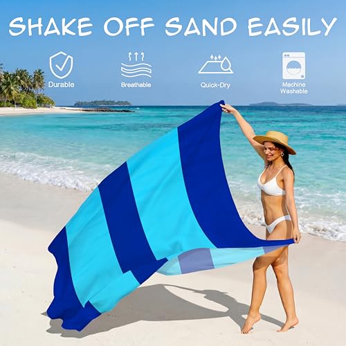 Aroveea Beach Blanket Waterproof Sandproof 78''X81''/10'X9' Oversized Mat - color: 2blue, size: 78''x81''