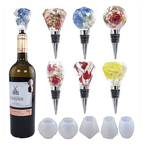 10 Pack Wine Stopper Resin Casting Mold Accessories - 5 Molds + 5 Accessories for Soap Making, Candle Making, Resin Making - color: wine-stopper-10-pack