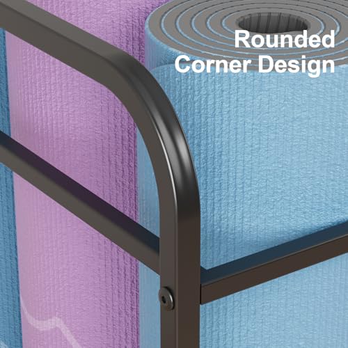 Yoga Mat Storage Rack with Wheels, Home Gym Storage Cart (Black)