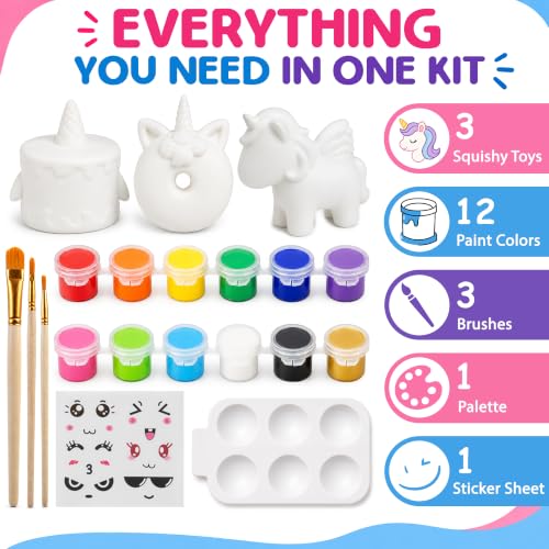 Jim&Gloria Paint Your Own Squishies, Jumbo Squishy Gifts for Girls and Boys 8 9 10 11 12 13 14, Arts and Crafts for Kids, Party Favors for Birthday, Christmas Gift for Kids, Pack of 3