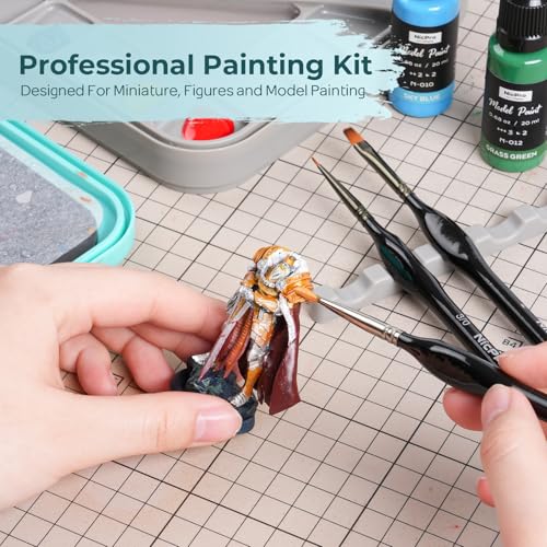 Nicpro Miniature Painting Kit with Wet Palette, Detail Paint Brush Drybrush | 11PCS Detail Paint Brushes Drybrush, 100PCS Wet Pallet Paper, 4PCS Sponge, Brush Holder, For Miniature Model Painting - color: Blue