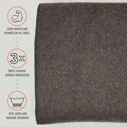Arcturus Military Wool Blanket - Warm, Thick, Washable - Great for Outdoors, Camping, Stadium Blanket, Picnics, Travel - Car & Bushcraft Survival Kits - color: Chocolate, size: Twin