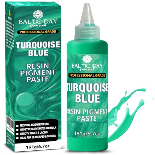 Turquoise Blue Epoxy Resin Pigment Paste, Extra Large 191g (6.7oz) – Opaque Resin Colorant, Highly Concentrated Epoxy Dye, Mica Powder Alternative for Resin Art, Jewelry, Tumblers, River Tables & Crafts - color: Turquoise Blue XL