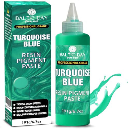 Turquoise Blue Epoxy Resin Pigment Paste, Extra Large 191g (6.7oz) – Opaque Resin Colorant, Highly Concentrated Epoxy Dye, Mica Powder Alternative for Resin Art, Jewelry, Tumblers, River Tables & Crafts - color: Turquoise Blue XL