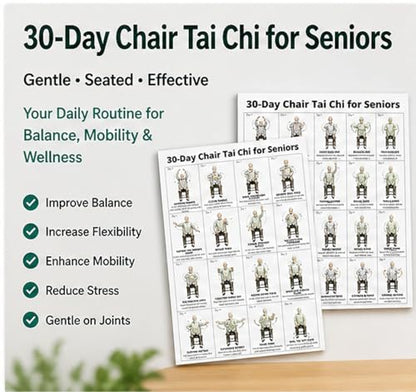 Tai Chi Chair Workout Chart for Seniors, Seated Tai Chi Exercise Poster with 30-Day Routine, Balance & Mobility Home Fitness Guide, 12x16 Inch Canvas Wall Art, 2 Pack (Male) - color: Male
