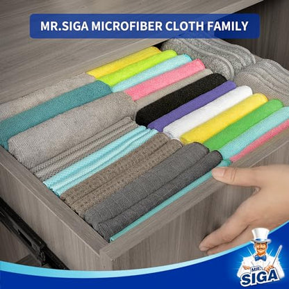 MR.SIGA Microfiber Cleaning Cloths, Streak Free Microfiber Towels, 12 Pack | All-purpose microfiber cloths, ultra absorbent, reusable household cleaning towels, Green, 32 x 32 cm(12.6 x 12.6 inch) - size: 12.6 x 12.6 inch