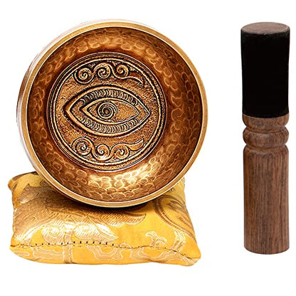 Tibetan Singing Bowl Set with Healing Mantra Engravings — Yoni Meditation Sound Bowl Handcrafted in Nepal — Yoga, Chakra Healing, Stress Relief, Mindfulness - size: 4 Inch Yoni Bowl