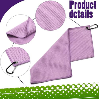 Remagr 4 Pack Golf Towel Microfiber - color: Light Purple, Pink, Yellow, Dark Purple
