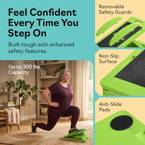 Slant Boards for Exercise, Wooden Slant Board, Calf Stretch Board with 7 Incline Angles, Velour Board, Balance Board & Calf Stretcher, Portable Incline Board for Physical Therapy, Ankle Mobility, Heel & Knees - color: Green