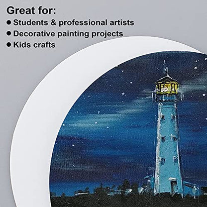 NBEADS 12 Pcs Round Painting Canvas Panels, 5.9x5.9inch Blank Canvas Drawing Boards for Oil & Acrylic Painting Students Artist Hobby Painters and Beginners, 5.9inch in Diameter - size: L.W: 5.9"×5.9"/Thi: 0.1"-Round