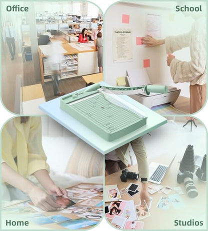 Firbon 12 Inch Guillotine Paper Cutter, Heavy Duty Paper Trimmer | 12-Sheet Capacity | Morandi | Dual Scale | Paper, Cardstock & Photo Trimming | Scrapbooking Craft | Office, Home & Studio Use - color: Morandi