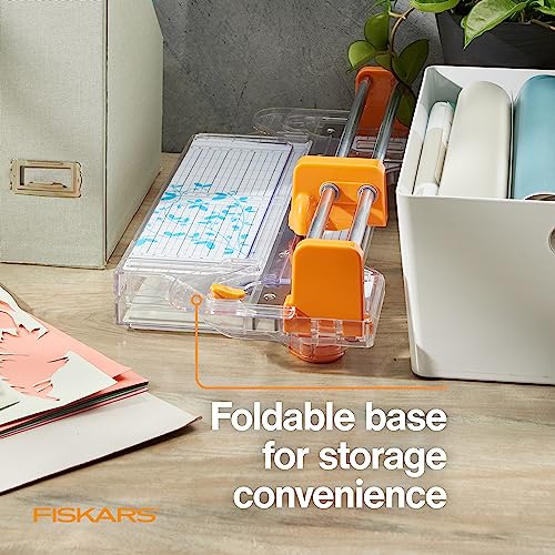 Fiskars ProCision Folding Rotary Bypass Paper Cutter, 12" Cut Length | Cuts Thick Materials, Self-Sharpening Paper Trimmer for Photos, Crafting & Scrapbooking, Arts and Crafts Supplies