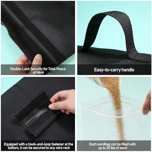Sports Sandbags, 2-Pack Weighted Anchors for Baseball & Soccer | 2-pack heavy-duty sports sandbags, universal anchors baseball, soccer, golf, football & hockey nets, black, durable & secure