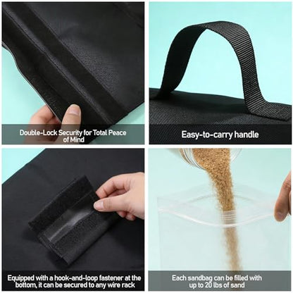Sports Sandbags, 2-Pack Weighted Anchors for Baseball & Soccer | 2-pack heavy-duty sports sandbags, universal anchors baseball, soccer, golf, football & hockey nets, black, durable & secure