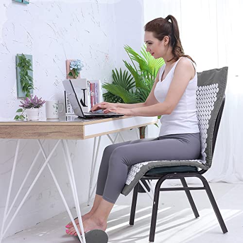 XiaoMaGe 47" Acupressure Mat and Pillow Set with Carry Bag (Gray) | Large acupuncture mat for neck & back pain relief, muscle relaxation, circulation support, and post-workout recovery - color: Gray-large