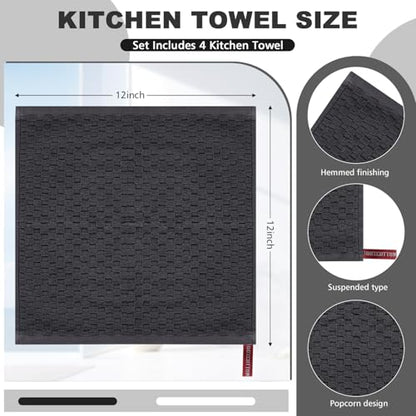 Washcloths Set, 4-Pack Cotton Wash Cloths, 12x12 Inch, White/Grey - color: White and Grey 4 Pack