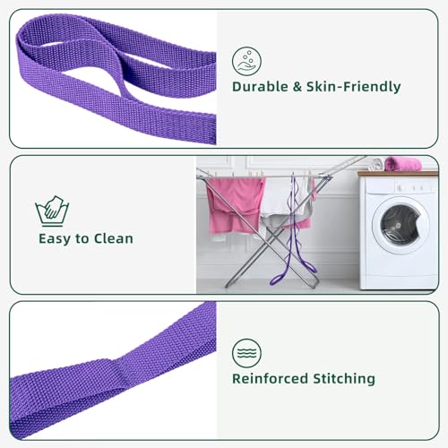 Abiarst Stretching Strap Yoga Straps for Physical Therapy, 10 Loops Non-Elastic Stretch Band for Pilates, Flexibility, Exercise and Gymnastics - color: Purple