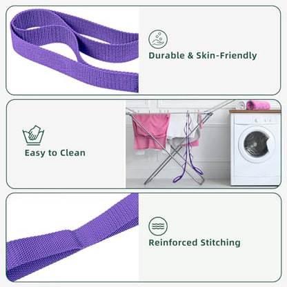 Abiarst Stretching Strap Yoga Straps for Physical Therapy, 10 Loops Non-Elastic Stretch Band for Pilates, Flexibility, Exercise and Gymnastics - color: Purple