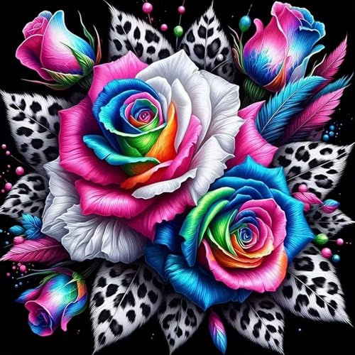 KTHOFCY 5D DIY Colorful Flower Diamond Painting Kits for Adults,Flower Floral Full Drill Embroidery Cross Stitch Crystal Rhinestone Paintings Pictures Arts Wall Decor Painting Dots Kits 11.8X11.8 inch